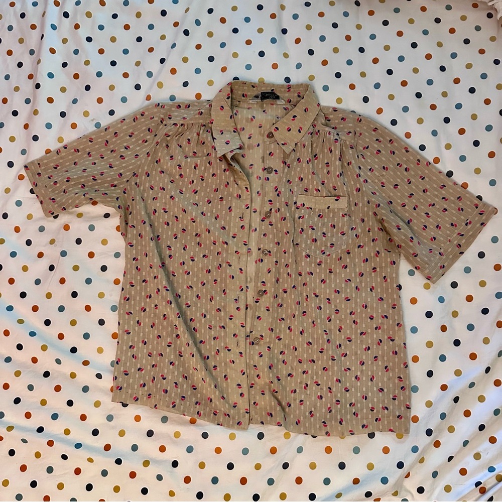 Vintage L Japanese Beige Sheer Shirt